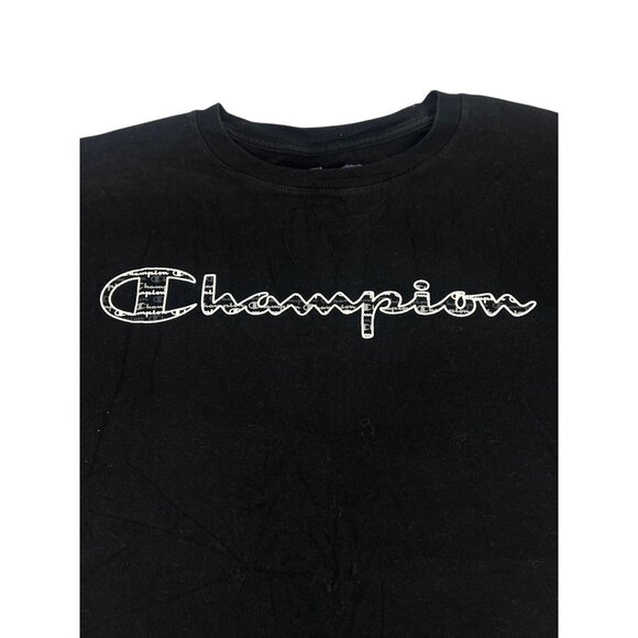 Champion Short Sleeve Logo T-Shirt Black Authentic Athleticwear Size M Goth - Picture 7 of 9